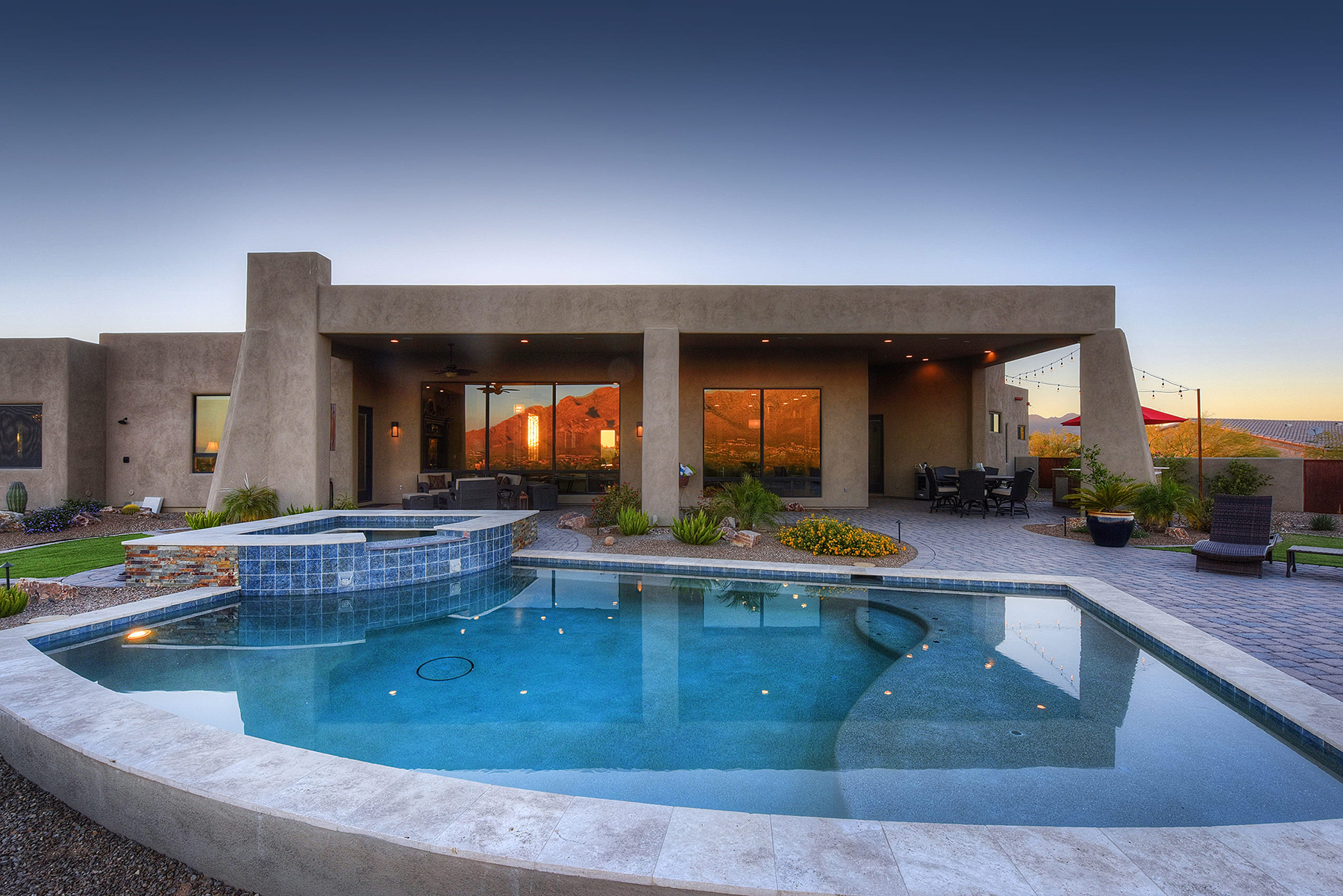 custom pool with landscaping